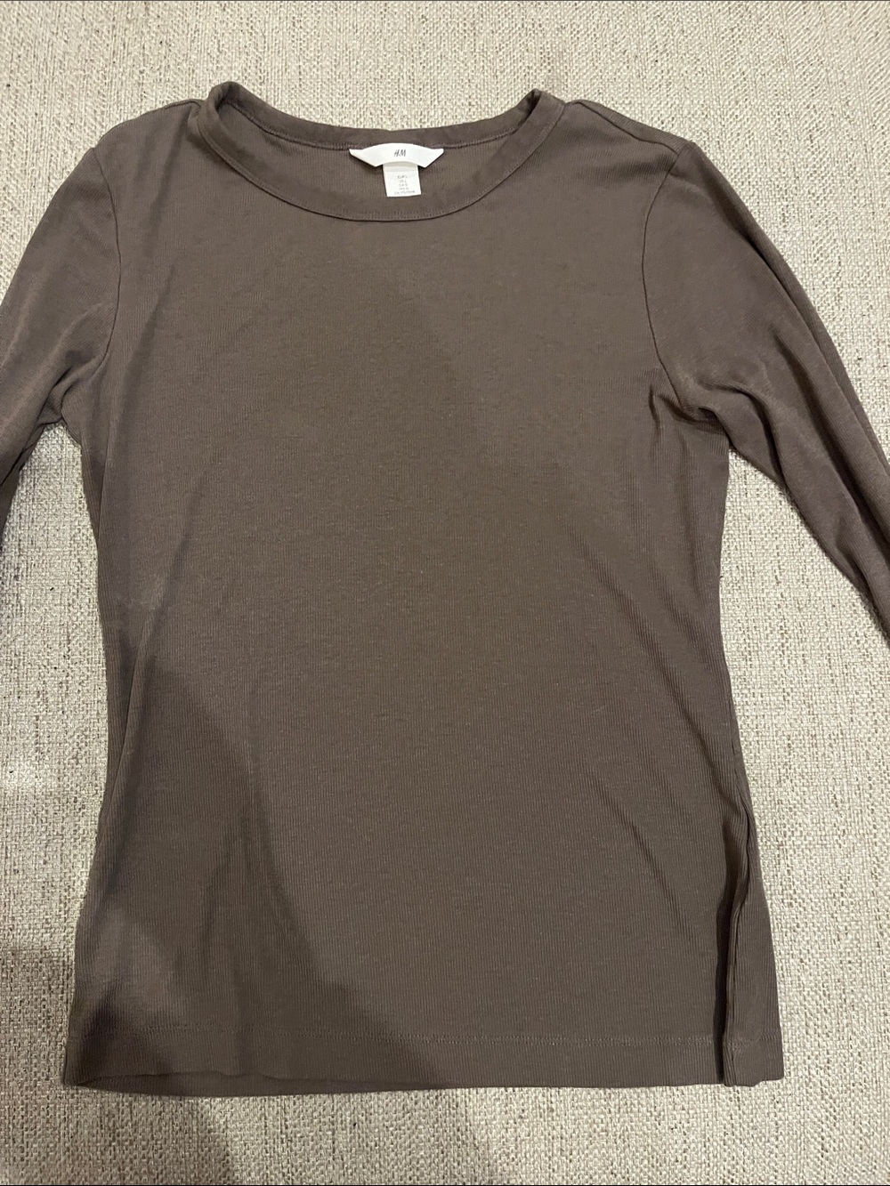 H&M Women's Long Sleeve Crew Neck Top - Chocolate Brown L